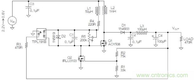 圖2：基于MOSFET的焦耳小偷電路。