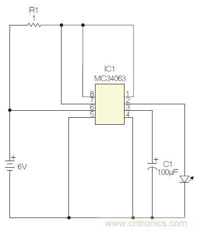 圖1：閃光燈標電路圖。